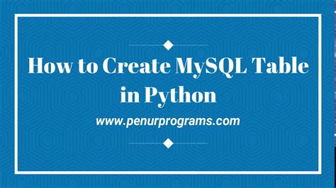 Bildergebnis für Create Table in MySQL with Python