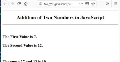 Image result for JavaScript Addition of Two Numbers