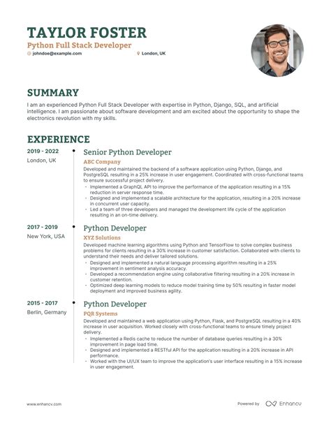 Image result for Full-Stack Python Developer Sample Resume