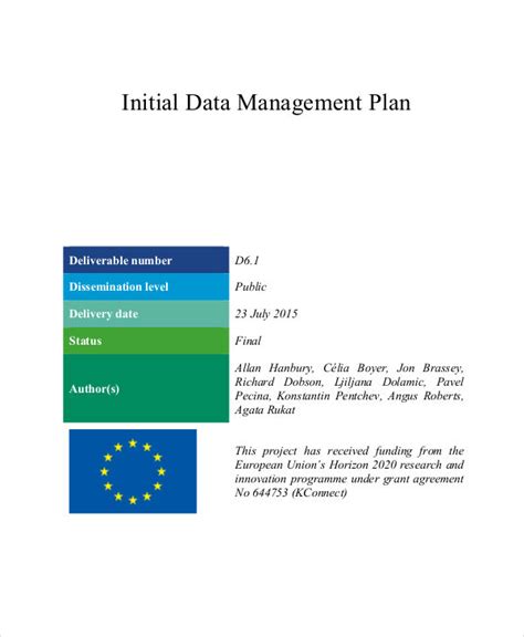 Image result for Data Management Plan Examples