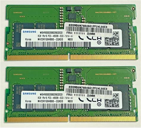 Samsung 16GB (8GBX2) DDR5 4800Mhz PC5-38400 SODIMM ノートパソコンメモリ RAM (M425R1GB4BB0) OEM