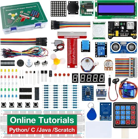 LAFVIN Super Starter Kit For Raspberry Pi 4 / 4B / 3B / 3B+ Python C Java Scratch With Tutorial Beginner Kit For Raspberry Pi 5