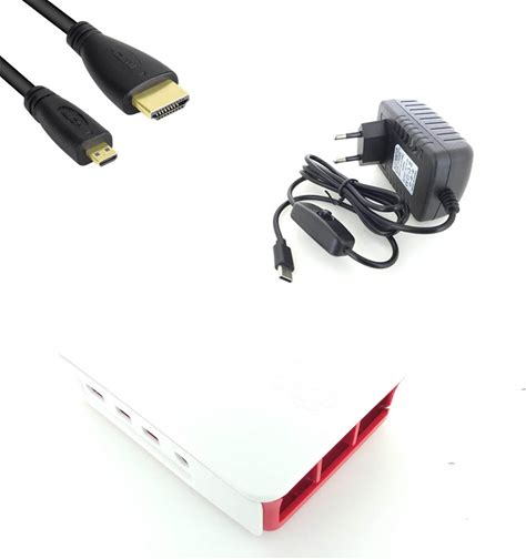 Raspberry Pi 4 Model B Starter Kit Voeding + Officiële Case + Micro