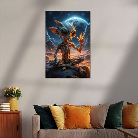 Schilderij Alien Edition: ZORVAN - Het Alien Op De Maan | Kunst & Fine Art Prints - Artframe - 55X80