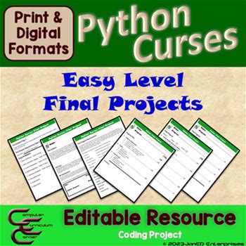 Python Curses Final Coding Project Easy Level Editable Resource Package