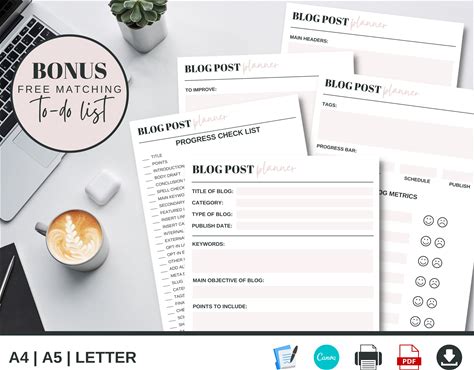 BLOG POST PLANNER | Blogging Template | Goodnotes Blogging Template | Canva Template For Bloggers | Blogging Checklist | Instant Download
