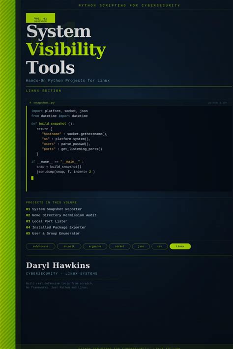 Python Scripting For Cybersecurity: Linux Edition: Volume 1 - Beginner System Visibility Tools With Hands-On Python Projects