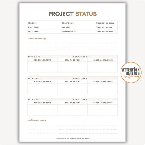 Project Status Report Google Docs Editable Template Plus Printable PDF, Project Management Status Template, Project Planner Reporting