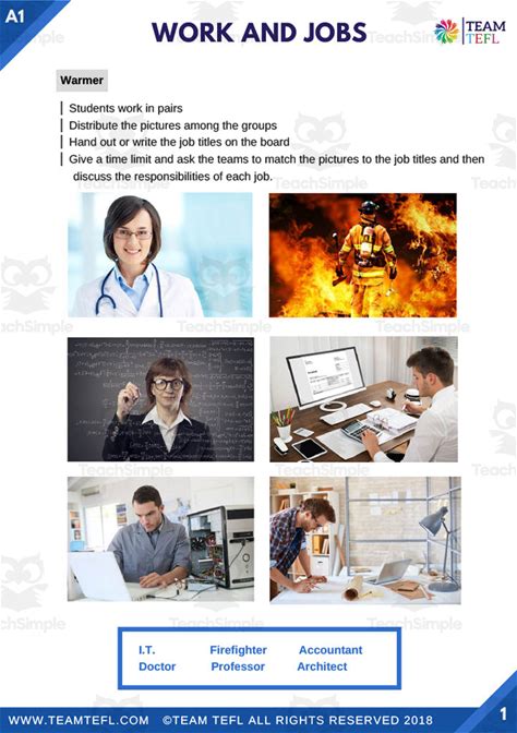 Work And Jobs | Beginner Lesson Plan