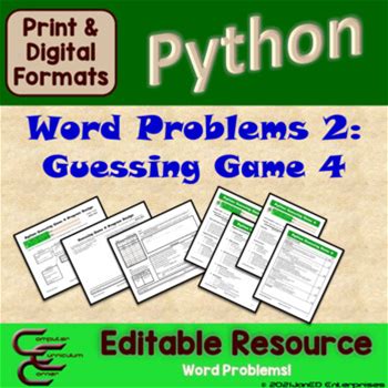 A Full Guessing Game Coding Project In Python Editable Resource Package