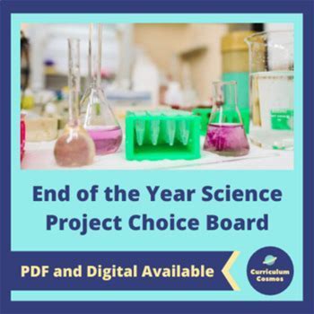 End Of The Year Activities Science Project Choice Board