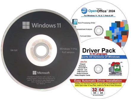 Windows 11 Professional OEM 64 Bit Dvd, Open Office 2021, Drivers Pack