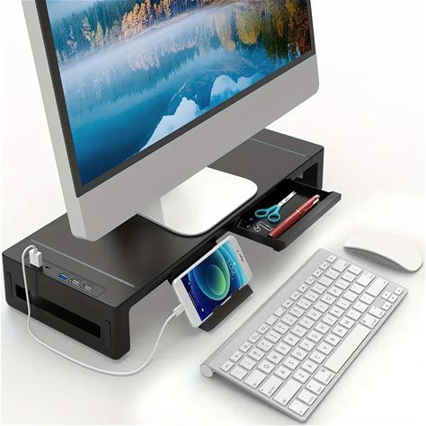 Monitor Stand Riser, With Foldable, Height Adjustable Computer Stand, Desk Shelf Riser With Storage