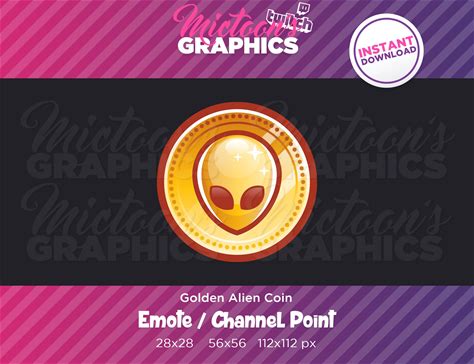 Twitch Alien Coin Emote / Channel Point / Streamer Graphics / Discord / Gamer / Golden / UFO