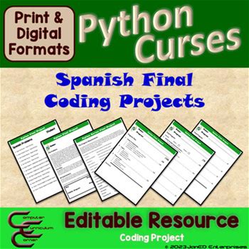 Python Curses Spanish Final Coding Project Editable Resource Package