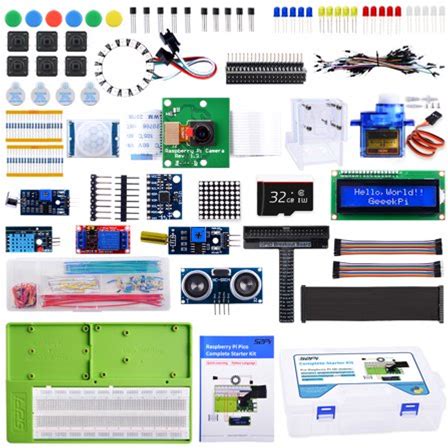 52Pi Complete Starter Kit For Raspberry Pi 4B, Python C Java Scratch Code, With 100-Page Tutorial, 16 Projects, 68 Items, ABS Breadboard Holder, Camer