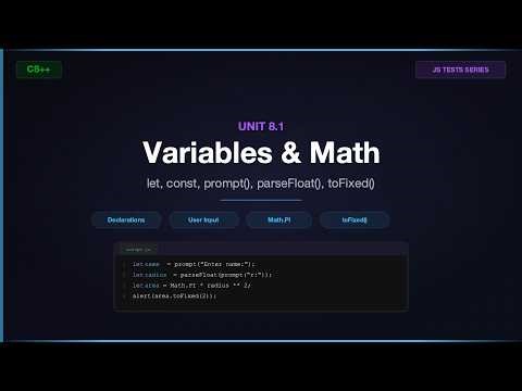 Unit 8.1: Variables & Math | CS++ JS Tests
