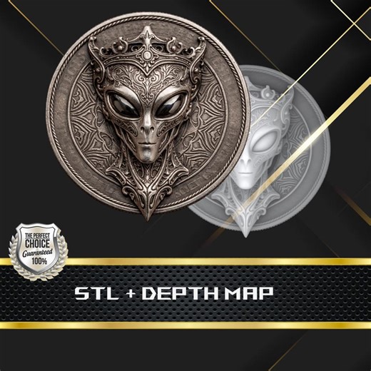 Alien 3D Depth Map STL File, High Detail Relief Coin for Laser Engraving CNC - Etsy UK