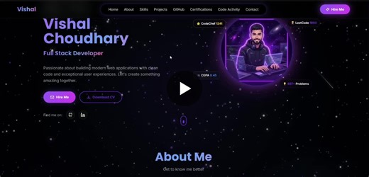 #webdevelopment #reactjs #fullstack #portfolio #typescript #frontend #uiux #programming #github #leetcode | Vishal Choudhary