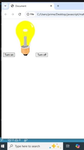 #JavaScript #WebDevelopment #Coding #Frontend #shorts JavaScript ON/OFF Bulb Project 💡