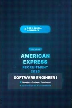 American Express Hiring 2026 🚀 Software Engineer I | Freshers Eligible | High Salary Tech Job🔥 #it