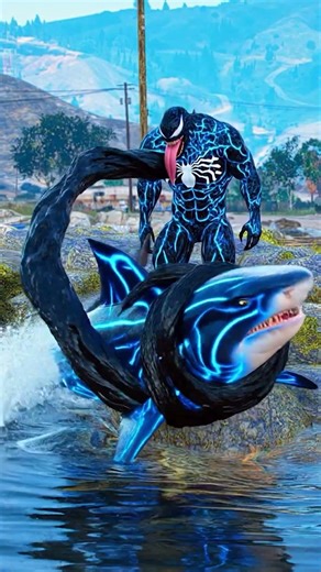 GTA V "VENOMIZED SHARK 🦈🕷️ Ocean Nightmare Unleashed!" #shorts