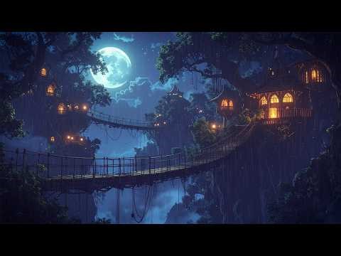 [1-Hour Loop] Moonlit Hidden Elven Village | Work BGM, Healing, Study, Relaxing