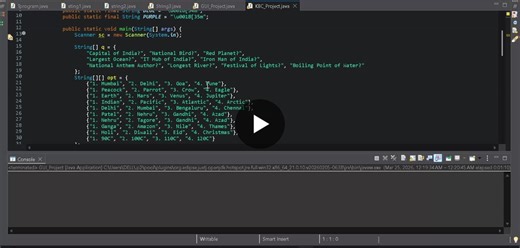 #java #javaprogramming #corejava #consoleapplication #quizgame #kbcgame #programming #coding #softwaredevelopment #softwareengineer #developer #studentdeveloper #techstudent #techlearning… | Vijayalakshmi V