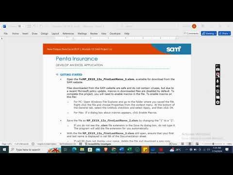 New Perspectives Excel 2019 | Module 12: SAM Project 1a Penta Insurance #newperspectives