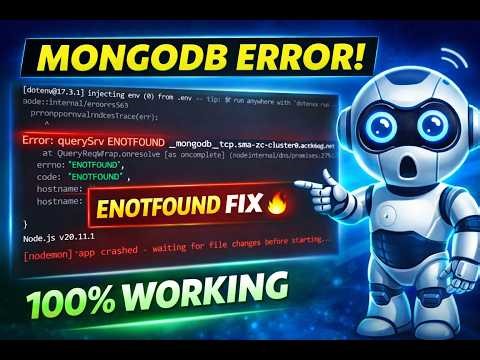 Fix MongoDB ENOTFOUND Error 🔥 | querySrv Error Solution in Node.js (MERN Stack)