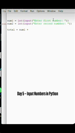 Day 5 Python Journey 🚀Adding two numbers using Python 🔢#python #coding #day5 #shorts