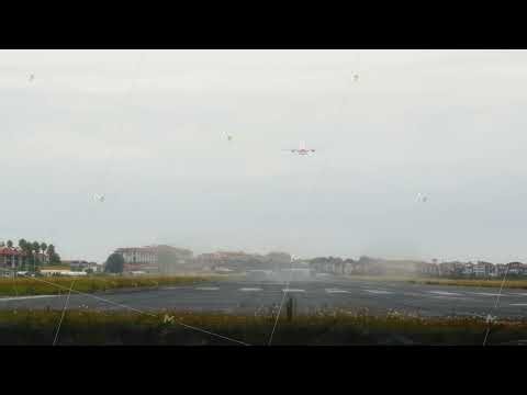 Airplane Takeoff in Mist from Runway