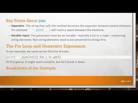Understanding the join Function in Python with For Loops