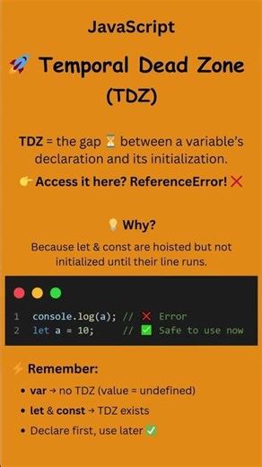 Temporal Dead Zone TDZ in JS