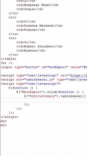 Export HTML Table to Excel file using jQuery