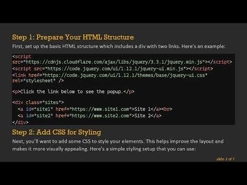 Creating a jQuery Popup for the Second Link Inside a DIV