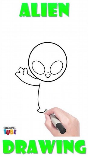 Cute Alien Drawing for Kids, Toddlers 👽🎨✏️🖍️- Step by step Drawing #drawing #howtodraw #easydrawing