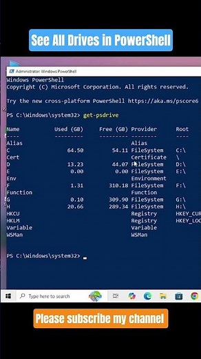 See All Drives in PowerShell #techshorts #commandprompt