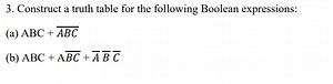 Construct a truth table for the following Boolean expressions:... | Filo