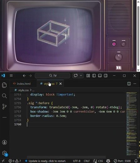 How to create TV by using HTML and CSS in VS code.