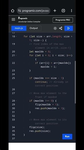 Pancake Sorting Algorithm | JavaScript Solution | Sort Array with Flip Operations