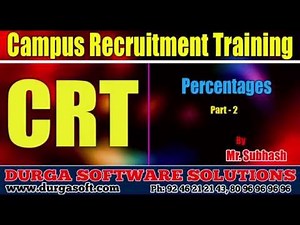 Campus Recruitment Training (CRT) |Aptitude| Percentages Part - 2