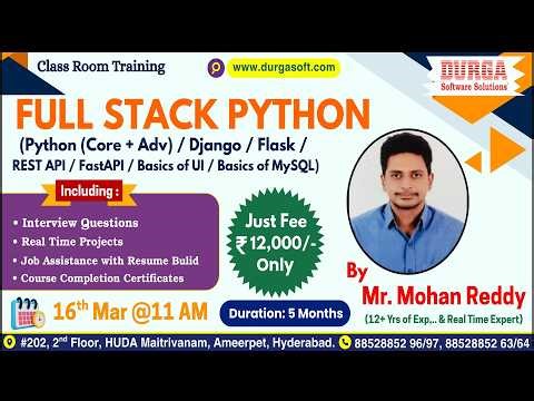 FULL STACK PYTHON Class Room Training @ DURGASOFT