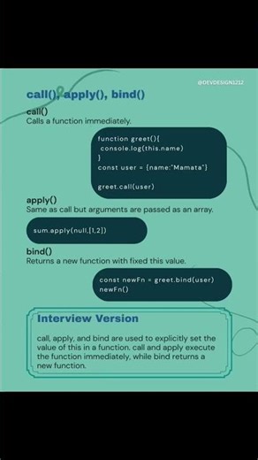 Advanced JavaScript Concepts | call apply bind async await ⚡️