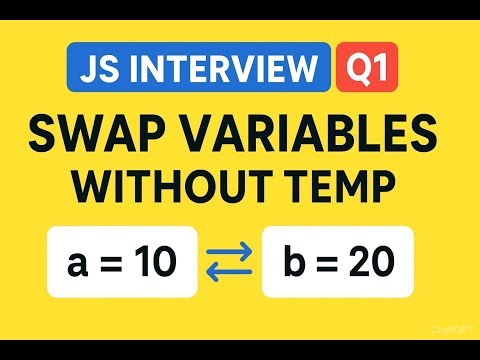 JavaScript Interview Question 1 | Swap Two Variables Without Using Third Variable