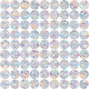 81 Pieces Circle Window Decals for Bird Strikes - Anti-Collision Clings to Save Birds,Non Adhesive Vinyl Rainbow Suncatch Stickers, Easy Remove No Residue and Reusable