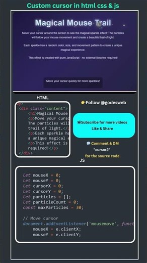 Custom Cursor Effect in HTML CSS & JavaScript ✨ | Mouse Trail Animation
