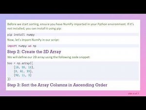 How to Sort a 2D Array by Column in Ascending and Row in Descending Order in Python 3
