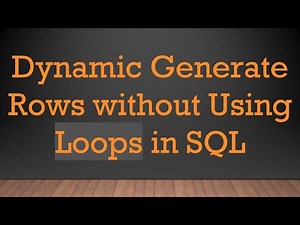 Dynamic Generate Rows without Using Loops in SQL