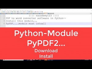 PyPDF2 Module || Python || How to download and install step by step
